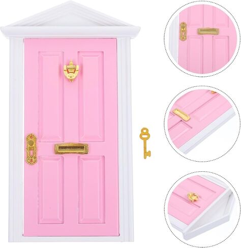 Yardwe 1pc Mini Wooden Door Miniature Miniature Door Furniture Model Fairy Door فتح مع الملحقات/الباب الخيالي للأسنان من أجل تعليم حكاية خيالية التعلم لعبة Playet (Red) in Saudi Arabia