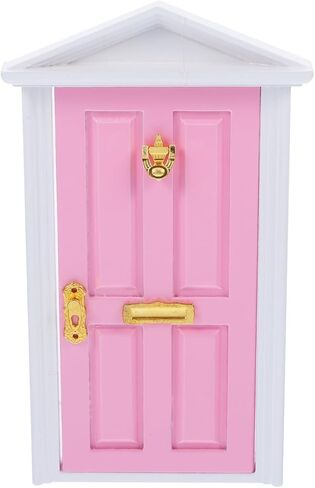 Yardwe 1pc Mini Wooden Door Miniature Miniature Door Furniture Model Fairy Door فتح مع الملحقات/الباب الخيالي للأسنان من أجل تعليم حكاية خيالية التعلم لعبة Playet (Red) in Saudi Arabia
