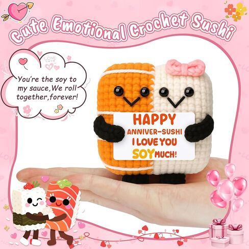 الذكرى السنوية هدية رفيق الروح له صديقها صديقها زوج زوجين المصنوع يدويًا الكروشيه السوشي لعيد ميلادهم على مسافة طويلة في حفل زفاف عيد الميلاد هدية رومانسية للنساء زوجة الزوج زوجة الزوجة in Kuwait