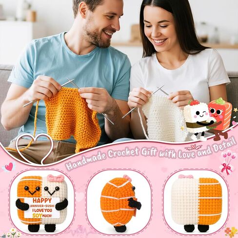 الذكرى السنوية هدية رفيق الروح له صديقها صديقها زوج زوجين المصنوع يدويًا الكروشيه السوشي لعيد ميلادهم على مسافة طويلة في حفل زفاف عيد الميلاد هدية رومانسية للنساء زوجة الزوج زوجة الزوجة in Kuwait