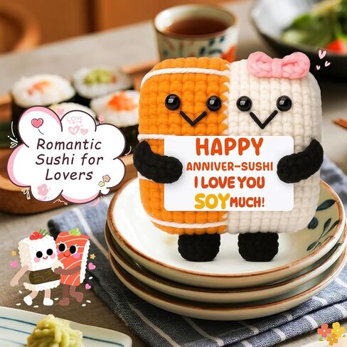 الذكرى السنوية هدية رفيق الروح له صديقها صديقها زوج زوجين المصنوع يدويًا الكروشيه السوشي لعيد ميلادهم على مسافة طويلة في حفل زفاف عيد الميلاد هدية رومانسية للنساء زوجة الزوج زوجة الزوجة in Kuwait