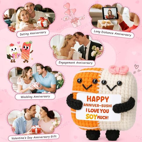 الذكرى السنوية هدية رفيق الروح له صديقها صديقها زوج زوجين المصنوع يدويًا الكروشيه السوشي لعيد ميلادهم على مسافة طويلة في حفل زفاف عيد الميلاد هدية رومانسية للنساء زوجة الزوج زوجة الزوجة in Kuwait