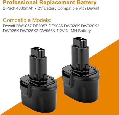 Shentec 2 حزمة بطارية 3000 مللي أمبير 7.2 فولت متوافقة مع Dewalt DW9057 DE9057 DE9085 DW920K DW920K2 DW925K DW925K2 DW968K، بطارية Ni-MH 7.2 فولت in Kuwait