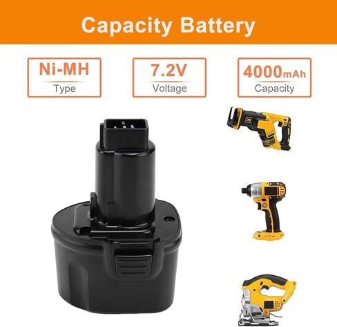 Shentec 2 حزمة بطارية 3000 مللي أمبير 7.2 فولت متوافقة مع Dewalt DW9057 DE9057 DE9085 DW920K DW920K2 DW925K DW925K2 DW968K، بطارية Ni-MH 7.2 فولت in Kuwait