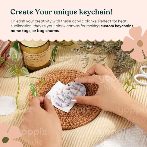 90 Pcs Sublimation Acrylic Keychain Blanks, with 30 Fixing Clips and 30 Key Rings for Heat Transfer Keychain Bag Decor Pet Necklace Christmas Tree Decor, Home Gift Crafts Supplies in Kuwait