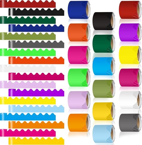 18 Packs Scalloped Bulletin Board Borders in 18 Colors, 300 Feet Polka Dot Rolled Trim Classroom Borders for Bulletin Board Wall Classroom Decoration(Classic Style,Multicolored) in Saudi Arabia