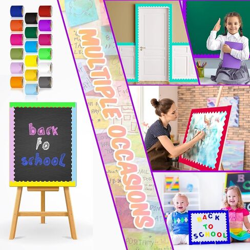 18 Packs Scalloped Bulletin Board Borders in 18 Colors, 300 Feet Polka Dot Rolled Trim Classroom Borders for Bulletin Board Wall Classroom Decoration(Classic Style,Multicolored) in Saudi Arabia