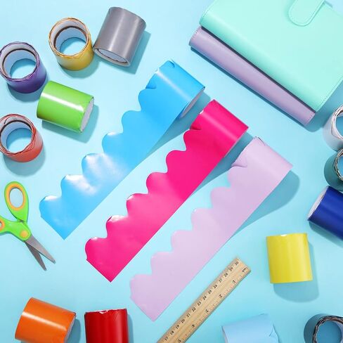 18 Packs Scalloped Bulletin Board Borders in 18 Colors, 300 Feet Polka Dot Rolled Trim Classroom Borders for Bulletin Board Wall Classroom Decoration(Classic Style,Multicolored) in Saudi Arabia