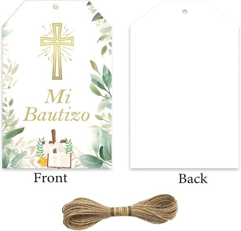 Mi Bautizo Card Gold Religious Baptism Favor Tags 50 Pcs Gold Cross Thank You Paper Tags with String - Spanish God Blessed Gift Tag for Birthday Party Favors in Saudi Arabia