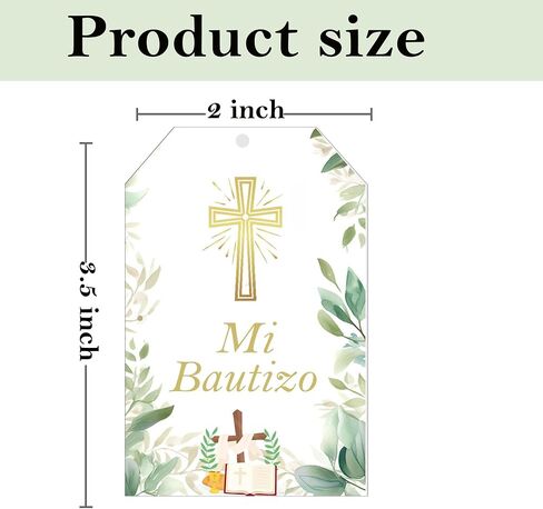 Mi Bautizo بطاقة الذهب المعمودية الدينية معمودية لصالح 50 PCS الذهب الصليب الشكر لك العلامات الورقية مع سلسلة - الإسبانية GOD GOGE هدية لصالح حفلة عيد الميلاد in Saudi Arabia