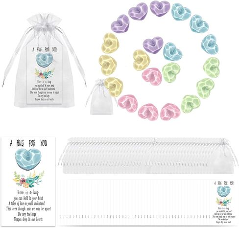 50 مجموعة من الجيب عناق الرمز المميز مع Heart Natural Stones Cards Hugs Cards keftake تبادل بطاقات هدايا للاحتفال بجنازة هدايا التشجيع للنساء للنساء الكبار (50 مجموعة عناق الجيب) in Kuwait