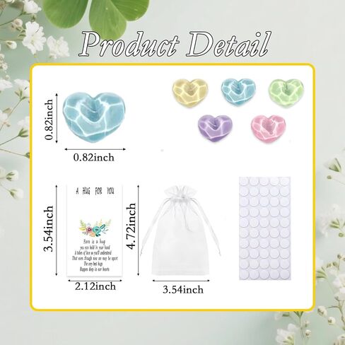 50 مجموعة من الجيب عناق الرمز المميز مع Heart Natural Stones Cards Hugs Cards keftake تبادل بطاقات هدايا للاحتفال بجنازة هدايا التشجيع للنساء للنساء الكبار (50 مجموعة عناق الجيب) in Kuwait