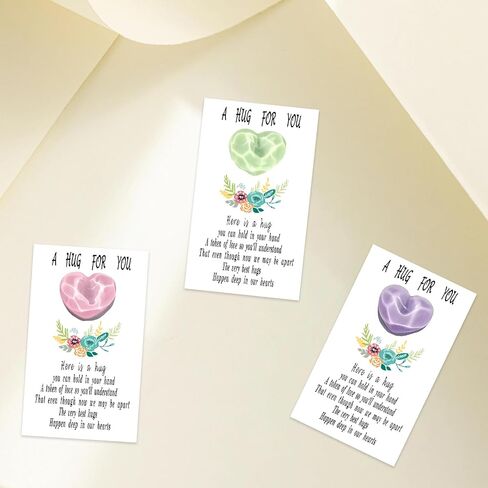 50 مجموعة من الجيب عناق الرمز المميز مع Heart Natural Stones Cards Hugs Cards keftake تبادل بطاقات هدايا للاحتفال بجنازة هدايا التشجيع للنساء للنساء الكبار (50 مجموعة عناق الجيب) in Kuwait