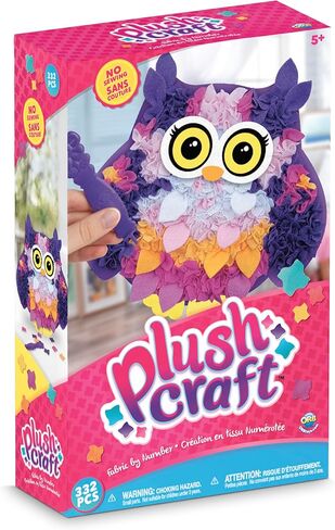 ORB PlushCraft DIY Purple Owl Pillow Crafting Kit - Mess Free Fabric by Number System and No Sewing Required - Perfect Arts and Crafts Project and Gift for Boys and Girls in Saudi Arabia