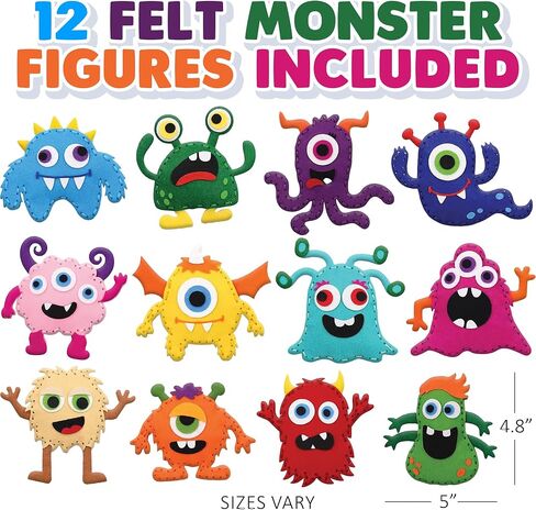Halloween Monster Craft Sewing Kit for Kids - Sewing Craft Kit with 12 Monster Characters, 6 Child-Friendly Needles, 7 Thread Bundles, 1 Bag of Stuffing, and Scissors - Sewing Craft Ages 5 6 7 8 9 10+ in Saudi Arabia