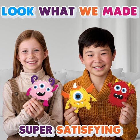 Halloween Monster Craft Sewing Kit for Kids - Sewing Craft Kit with 12 Monster Characters, 6 Child-Friendly Needles, 7 Thread Bundles, 1 Bag of Stuffing, and Scissors - Sewing Craft Ages 5 6 7 8 9 10+ in Saudi Arabia