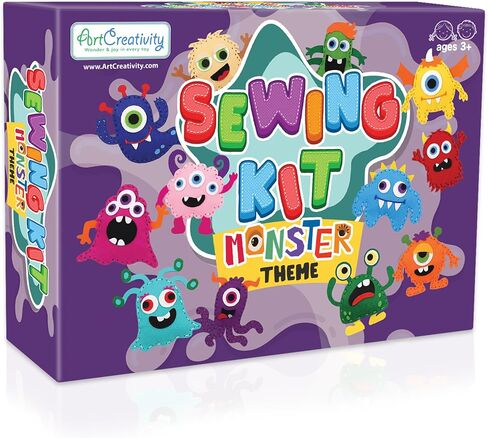 Halloween Monster Craft Sewing Kit for Kids - Sewing Craft Kit with 12 Monster Characters, 6 Child-Friendly Needles, 7 Thread Bundles, 1 Bag of Stuffing, and Scissors - Sewing Craft Ages 5 6 7 8 9 10+ in Saudi Arabia