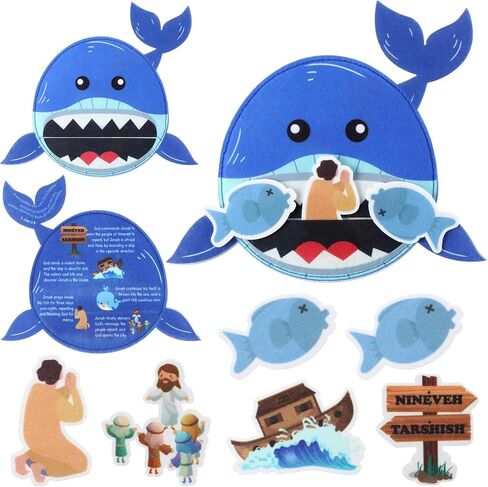 1 مجموعة يونان و WHALE LOED قصص الكتاب المقدس STSUNDAY SCHOOL DIDENT DIDENT DIY CRAFTS VBS MATCH الخاص بك Jonah و Whale Decorations الفنية الفنية المرح in Kuwait