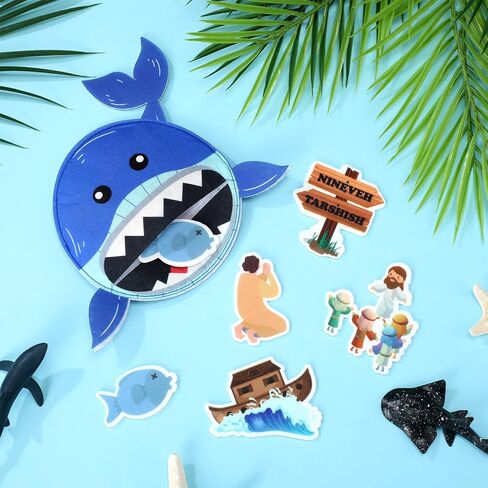1 مجموعة يونان و WHALE LOED قصص الكتاب المقدس STSUNDAY SCHOOL DIDENT DIDENT DIY CRAFTS VBS MATCH الخاص بك Jonah و Whale Decorations الفنية الفنية المرح in Kuwait