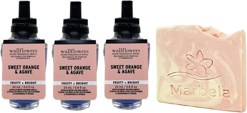 Bath & Body Works حلو Orange & Agave 3 Pack Wallflowers Home Spragrance Bundle with a Himalayan Lamts Springs Sample Same in Kuwait