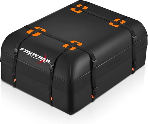 FieryRed Car Roof Bag Cargo Carrier - 15 قدم مكعب حقيبة أمتعة مقاومة للماء على السطح مع حصيرة مضادة للانزلاق، حقيبة تخزين الأمتعة للسفر ذات هيكل ناعم لجميع المركبات مع أو بدون رف in Kuwait