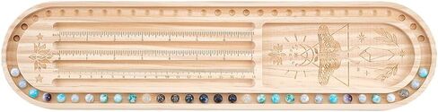 BENECREAT Wood Bead Design Board, Oval Rectangle Bracelet Bead Board with Luna Moth Mala Pattern Bead Tray for Art Crafts Jewelry Making Beading Supplies, 15.7x3.9Inch in Kuwait