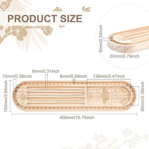 BENECREAT Wood Bead Design Board, Oval Rectangle Bracelet Bead Board with Luna Moth Mala Pattern Bead Tray for Art Crafts Jewelry Making Beading Supplies, 15.7x3.9Inch in Kuwait