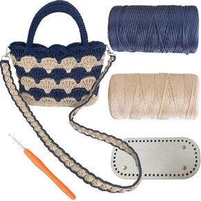 مجموعة أدوات الكروشيه التي تحمل حقيبة Shenjill للمبتدئين مجموعة من الكروشيه الملونة مع مقاطع فيديو خطوة بخطوة ومجموعة من الأكياس المكتوبة على شكل مروحة للبالغين ، خيوط الكروشيه السهلة (الأزرق الأبيض) in Kuwait