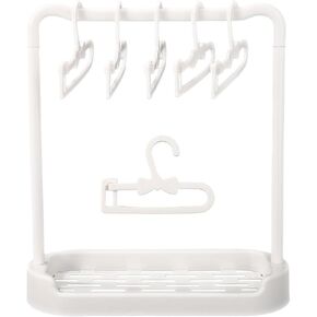 Doll Clothes Hanger Set, Mini White Garment Racks for Small Dolls Dress Up Shelf Storage Garment Closet Furniture Accessories for Dollhouse Home Decor in Kuwait