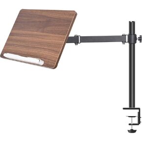 حامل للكتاب قابل للتعديل مع حامل المشابك المكتبية ، حامل قراءة خشبي مع ذراع معدنية ، أسود in Kuwait