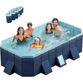 Foldable Non-Inflatable Kids' and Adults' Outdoor Swimming Pool Hard Plastic Shell Kid Pool for Backyard Dog Pools (113" x 66" x 20") in Saudi Arabia