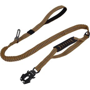 Heavy Duty Dog Leash, 4-6 Ft Shock Absorbing with Heavy-Duty Seatbelt Buckle & Dual Handles - No Bungee, for Medium to Large Dogs (Khaki) in Saudi Arabia