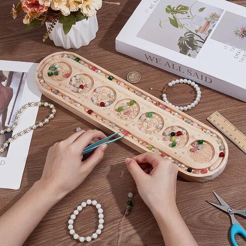Benecreat Wood Bead Design Board ، Boval Rectangle Bead Bead Bead with Luna Moth Mala Bead Bead Treshing for Art Crafts Making Sounds ، 15.7x3.9inch in Saudi Arabia