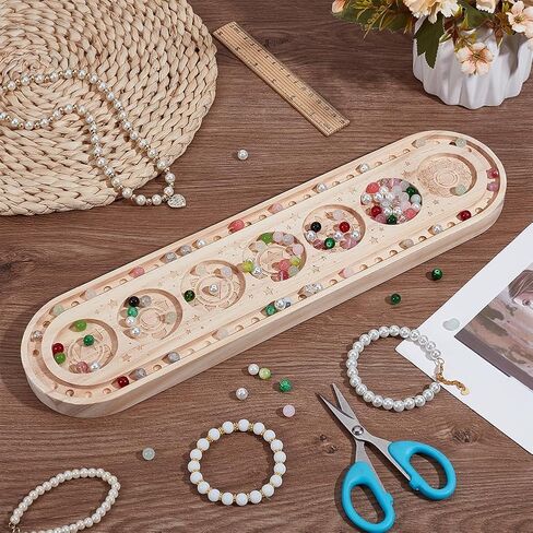 Benecreat Wood Bead Design Board ، Boval Rectangle Bead Bead Bead with Luna Moth Mala Bead Bead Treshing for Art Crafts Making Sounds ، 15.7x3.9inch in Saudi Arabia