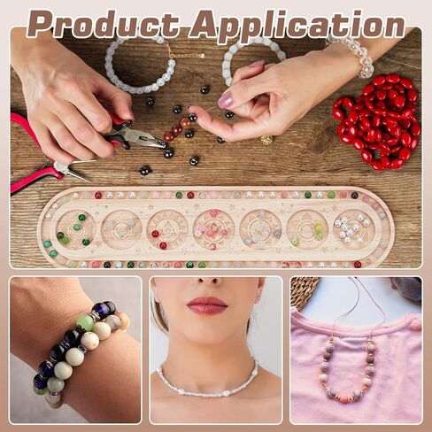 Benecreat Wood Bead Design Board ، Boval Rectangle Bead Bead Bead with Luna Moth Mala Bead Bead Treshing for Art Crafts Making Sounds ، 15.7x3.9inch in Saudi Arabia