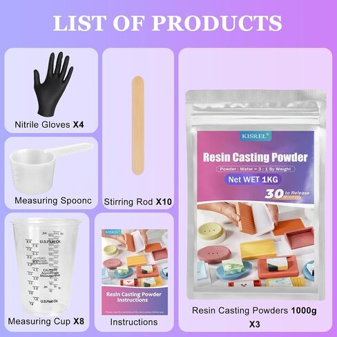 مسحوق صب الراتنج 1000 جرام (ترقية التغليف) ، 20 ~ 30 دقيقة demold ، مسحوق الجص المنشط للماء لالتقاط الحرفية ، والخلط السهل والتسوية الذاتية in Saudi Arabia