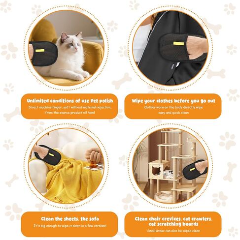 6 Pcs Pet Double Sided Grooming Gloves,Static Removal Gloves for Pet Hair,Multi-Function,For Washing,Hair Removal,Beauty,Bed Sheets,Sofa,Clothes,Suitable for Cats and Dogs in Saudi Arabia