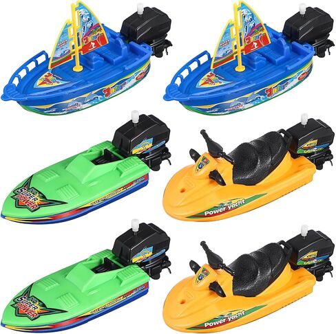 ألعاب القوارب البلاستيكية من Toyvian Kids: 6 مساءً ، سيارات الأولاد ، قم بتشغيل ألعاب القوارب لألعاب أحواض الاستحمام - ألعاب حوض الاستحمام - قوارب السرعة على مدار الساعة لحوض سباحة في الهواء الطلق - لون عشوائي. in Kuwait