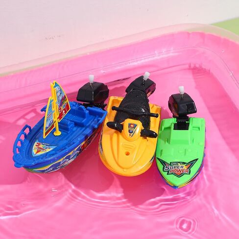 ألعاب القوارب البلاستيكية من Toyvian Kids: 6 مساءً ، سيارات الأولاد ، قم بتشغيل ألعاب القوارب لألعاب أحواض الاستحمام - ألعاب حوض الاستحمام - قوارب السرعة على مدار الساعة لحوض سباحة في الهواء الطلق - لون عشوائي. in Kuwait
