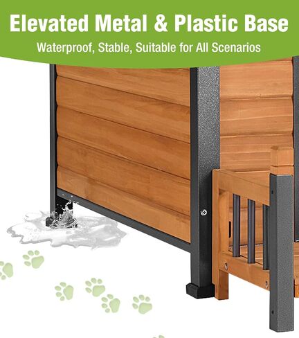 Large Outdoor Heated Dog House with Porch, All-Around Insulated Liner, Weatherproof Outside Dog House with Anti-Bite Metal Frame, Dog Kennel for Small Medium Large Dogs in Saudi Arabia
