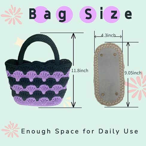 SHENJILL Tote Bag Crochet Kit for Beginners Two Color Crochet Kit with Step-by-Step Videos and Written Instruction Fan-Shaped Bag Crocheting Kit for Adults Easy Crocheting Yarn (White Blue) in Kuwait