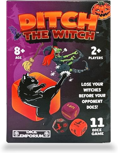 Ditch the Witch Dice Game for Ages 8+ – Fast-Paced Family Games with Custom 6 Sided Dice, Witch Counter, and Directional Play – Halloween Fun for 2-4 Players, Perfect for Gifting or Family Game Night in Saudi Arabia
