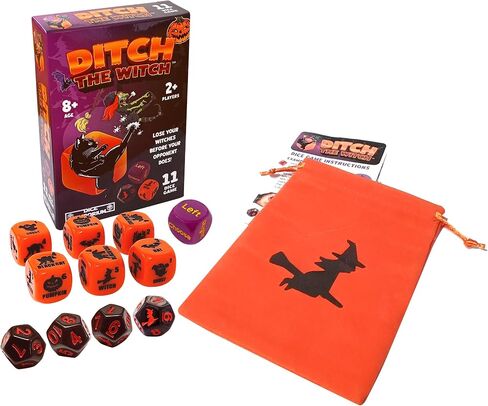 Ditch the Witch Dice Game for Ages 8+ – Fast-Paced Family Games with Custom 6 Sided Dice, Witch Counter, and Directional Play – Halloween Fun for 2-4 Players, Perfect for Gifting or Family Game Night in Saudi Arabia