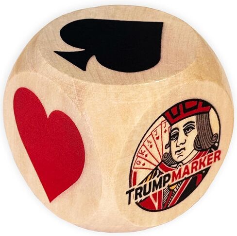 Trump Marker Dice, 2 Inch Wooden Euchre Cube with Velvet Storage Bag, Trump Suit Indicator for Euchre, Pinochle, Bridge, Poker in Kuwait