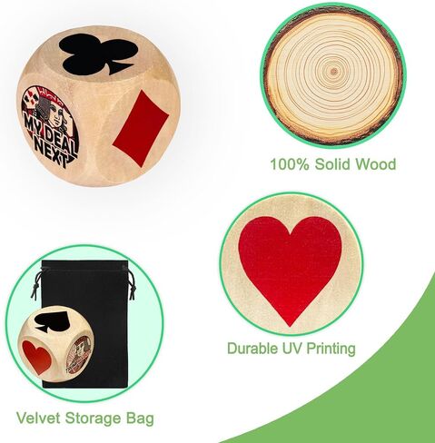 Trump Marker Dice, 2 Inch Wooden Euchre Cube with Velvet Storage Bag, Trump Suit Indicator for Euchre, Pinochle, Bridge, Poker in Kuwait