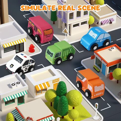 ألعاب السيارات الخشبية لطفلي الصبي ، 22 جهاز كمبيوتر سيارات وشاحنات ألعاب مركبة مع لافتات مرورية ، و Playmat ، صندوق التخزين ، Wood Montessori Toys Cars للأطفال الصغار الأولاد الأطفال. in Saudi Arabia