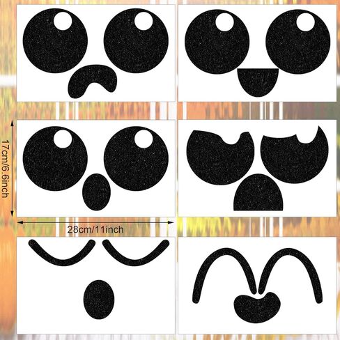 6 Sheets Halloween Adhesive Felt Halloween Cute Ghosts Emoticons Style Felt Irregular Shape DIY Felt for Halloween DIY Projects Costume, Black in Saudi Arabia