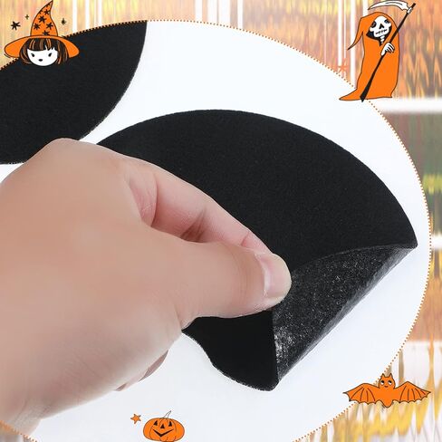 6 Sheets Halloween Adhesive Felt Halloween Cute Ghosts Emoticons Style Felt Irregular Shape DIY Felt for Halloween DIY Projects Costume, Black in Saudi Arabia