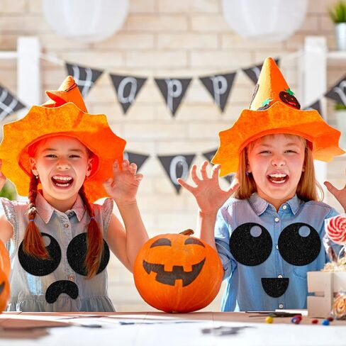 6 Sheets Halloween Adhesive Felt Halloween Cute Ghosts Emoticons Style Felt Irregular Shape DIY Felt for Halloween DIY Projects Costume, Black in Saudi Arabia