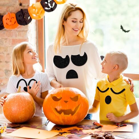 6 Sheets Halloween Adhesive Felt Halloween Cute Ghosts Emoticons Style Felt Irregular Shape DIY Felt for Halloween DIY Projects Costume, Black in Saudi Arabia